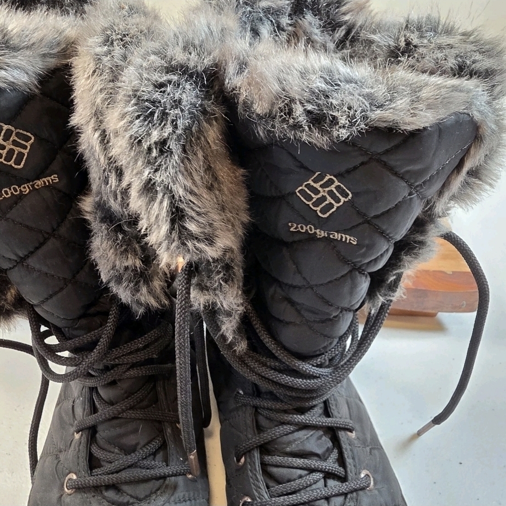 Columbia Black Heavenly Omni-Heat Waterproof Fux Fur 200 Grams Boot 7.5